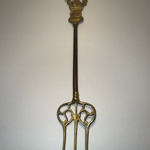 Other - Vintage English Solid Brass Toasting Fork with Man and Building